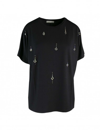 RHINESTONE AND PIERCED T-SHIRT