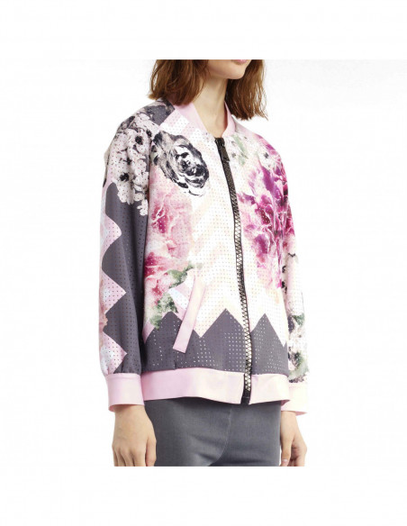 CARNATION-PRINTED BOMBER JACKET