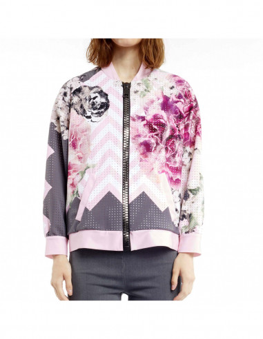 CARNATION-PRINTED BOMBER JACKET