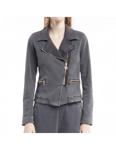 BIKER JACKET IN DENIM SWEATSHIRT
