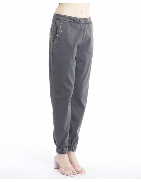 JOGGING IN FELPA DENIM+APPL