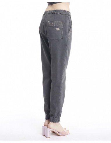 JOGGING IN FELPA DENIM+APPL