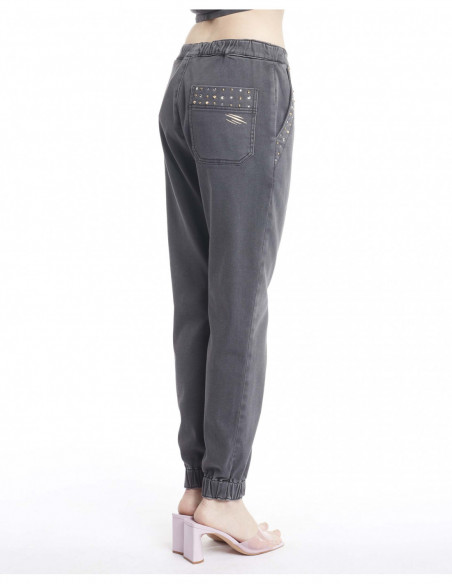 JOGGING IN FELPA DENIM+APPL