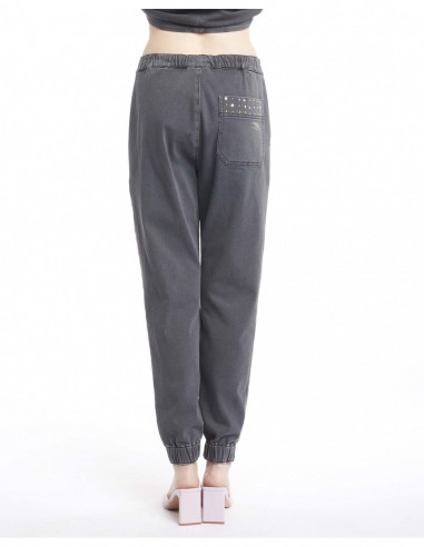 JOGGING IN FELPA DENIM+APPL