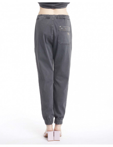 JOGGING IN FELPA DENIM+APPL