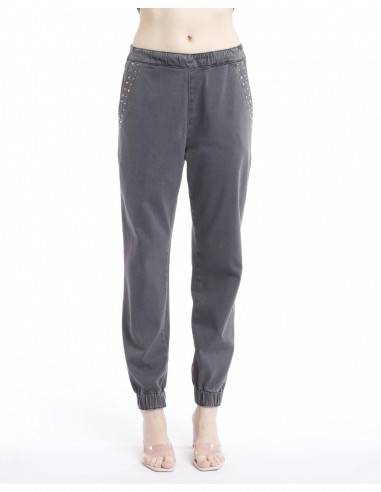 JOGGING IN FELPA DENIM+APPL