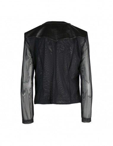 LEATHER JACKET WITH STRETCH NET DETAILS