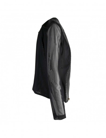 LEATHER JACKET WITH STRETCH NET DETAILS