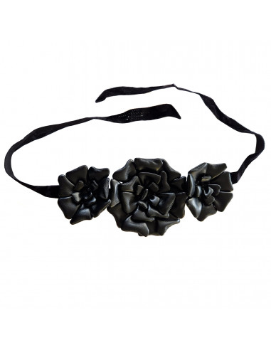 CHOKER C/FIORE IN ECOPELLE