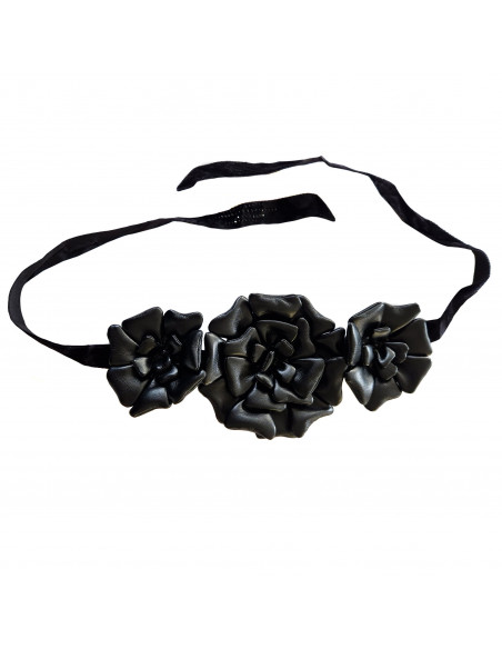 CHOKER C/FIORE IN ECOPELLE