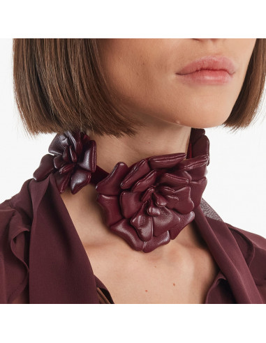 CHOKER C/FIORE IN ECOPELLE