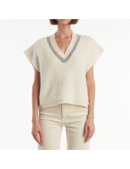 GILET IN ALPACA CON DETTAGLI METALLICI
