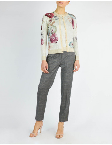 PULL TRICOTE' RAS-DU-COU IMPRIME' ANEMONE ET...