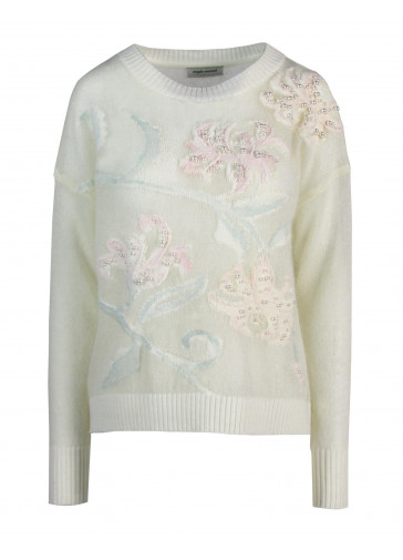 PULL MARQUETERIE COL BATEAU BRODE'