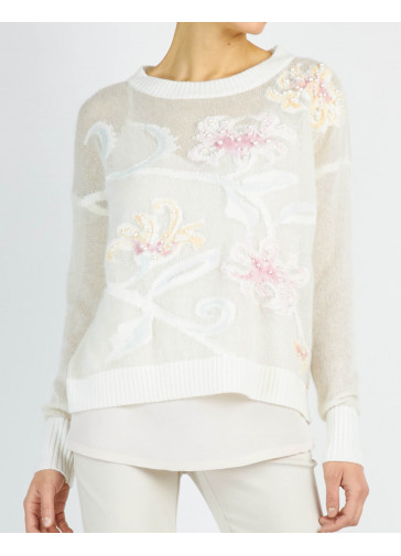 PULL MARQUETERIE COL BATEAU BRODE' 2