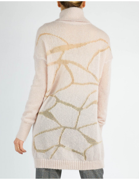 PULL COL ROULE' A' MARQUETERIE EN LUREX