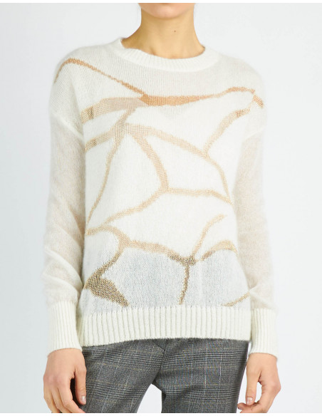 PULL COL BATEAU A' MARQUETERIE EN LUREX