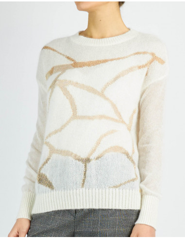 PULL COL BATEAU A' MARQUETERIE EN LUREX