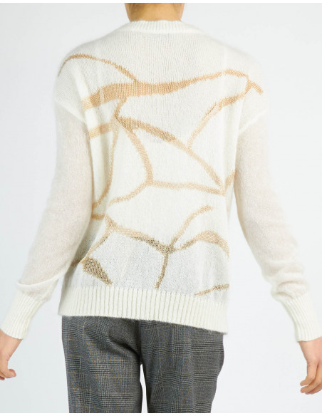 PULL COL BATEAU A' MARQUETERIE EN LUREX