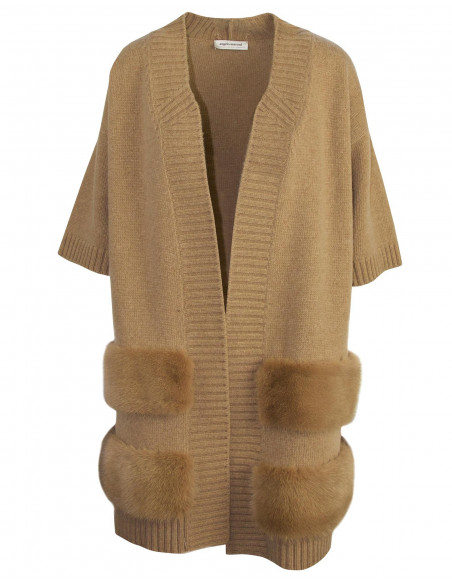 CARDIGAN CON BORDI IN VISONE