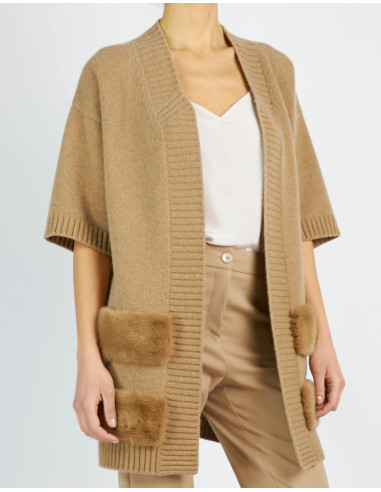 CARDIGAN CON BORDI IN VISONE