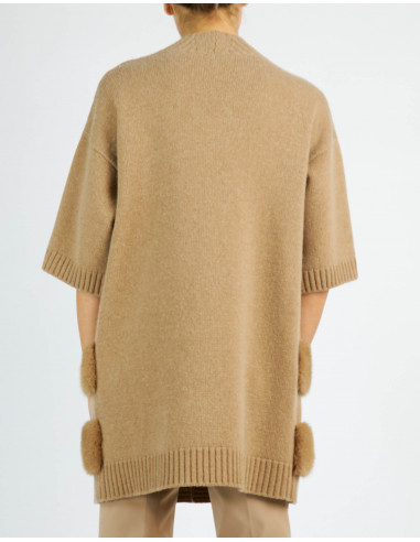 CARDIGAN CON BORDI IN VISONE