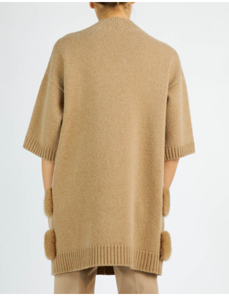 CARDIGAN CON BORDI IN VISONE