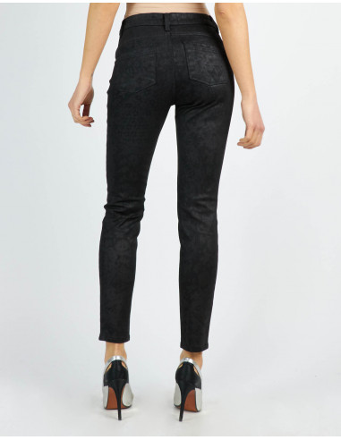 JEANS SKINNY VITA ALTA STAMPA PIZZO LAMINATO