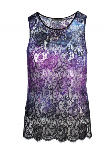 TOP IN EMBROIDERED LANTERN-PRINTED LACE