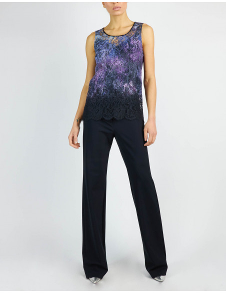 TOP IN PIZZO RICAMATO STAMPA LANTERNE