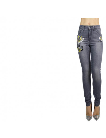 JEAN MOULANT TAILLE HAUTE BRODE' AVEC FLEURS