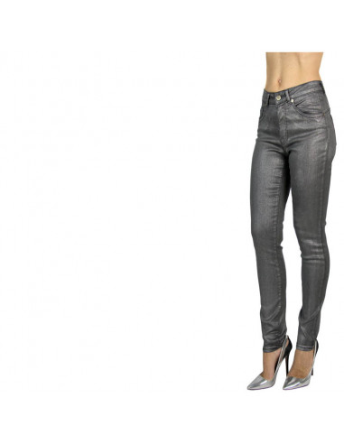 HIGH-WAISTED LAMINATED SKINNY JEANS