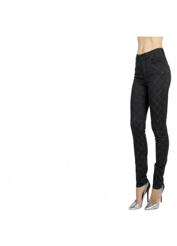 SKINNY VITA ALTA CON APPLICAZIONI