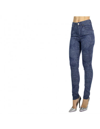 LASERED-CASHMERE PATTERNED HIGH-WAISTED SKINNY JEANS