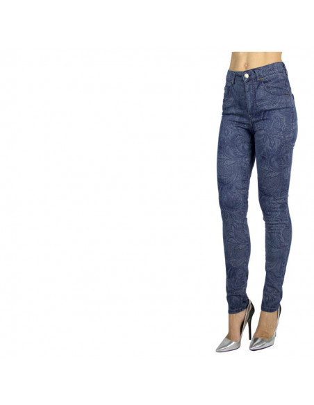 LASERED-CASHMERE PATTERNED HIGH-WAISTED SKINNY JEANS