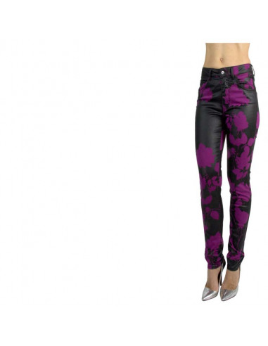 JEAN MOULANT TAILLE HAUTE AVEC FLEURS PALSTIFIEES
