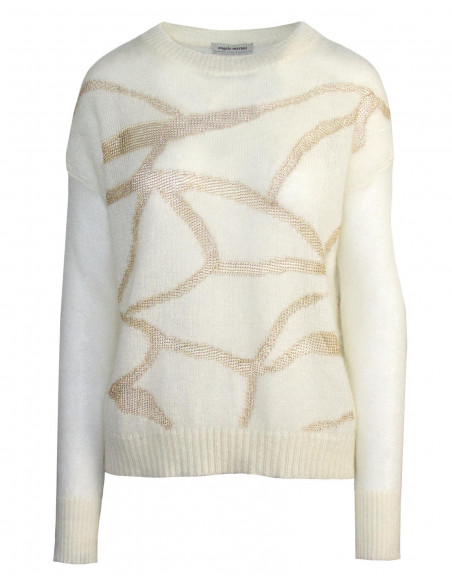 PULL COL BATEAU A' MARQUETERIE EN LUREX