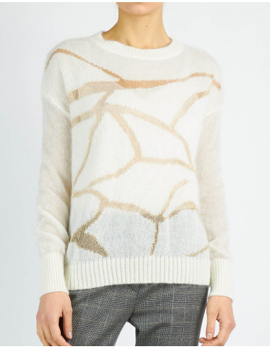 LUREX INTARSIA BOAT NECK JUMPER