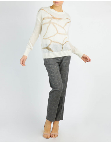 PULL COL BATEAU A' MARQUETERIE EN LUREX