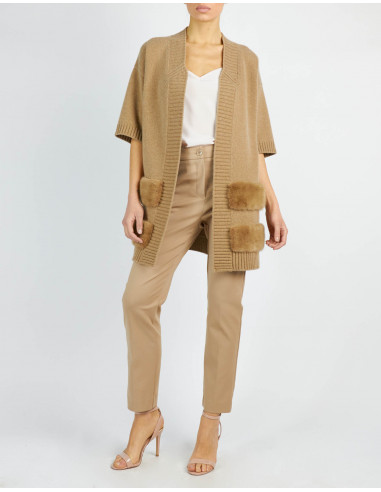 CARDIGAN CON BORDI IN VISONE