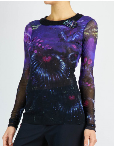T-SHIRT STAMPA ABISSI RICAMATA