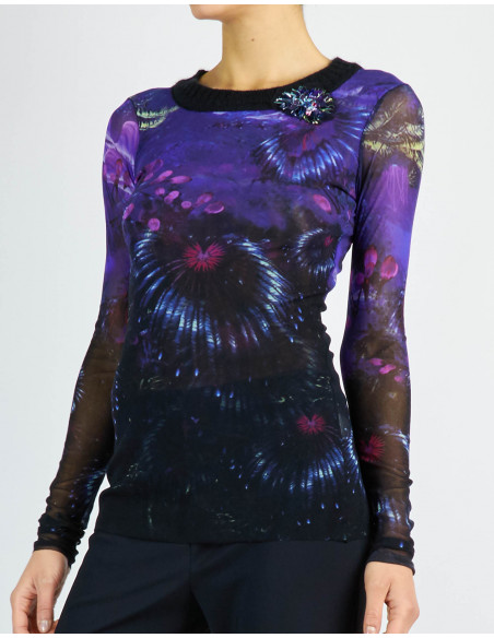 T-SHIRT STAMPA ABISSI RICAMATA