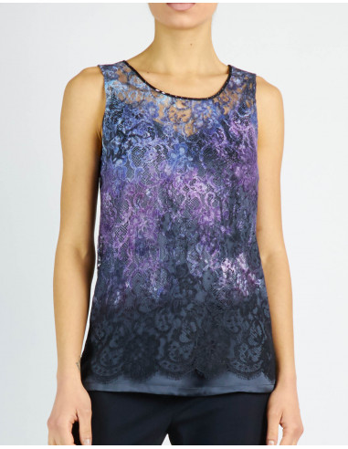 TOP IN PIZZO RICAMATO STAMPA LANTERNE
