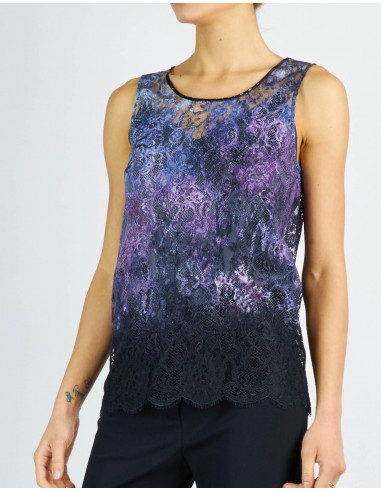 TOP IN PIZZO RICAMATO STAMPA LANTERNE