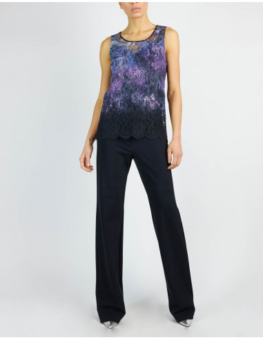 TOP IN EMBROIDERED LANTERN-PRINTED LACE