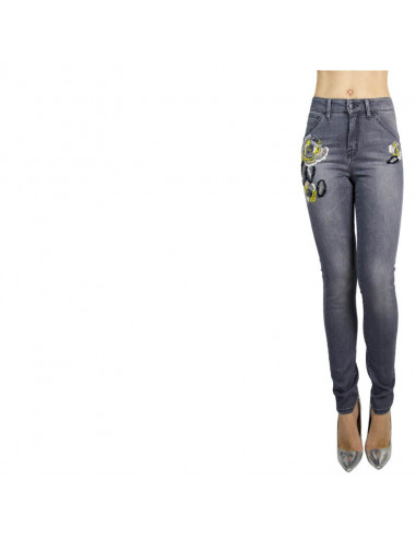 JEAN MOULANT TAILLE HAUTE BRODE' AVEC FLEURS