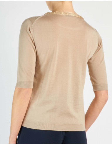 CREW NECK JUMPER WITH METAL COLLAR