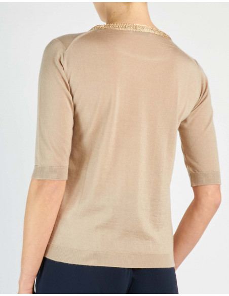 PULL RAS DU COU AVEC COU EN METAL