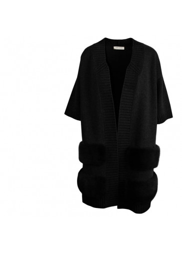 MINK-TRIMMED CARDIGAN