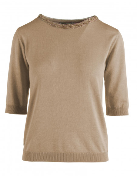 PULL RAS DU COU AVEC COU EN METAL